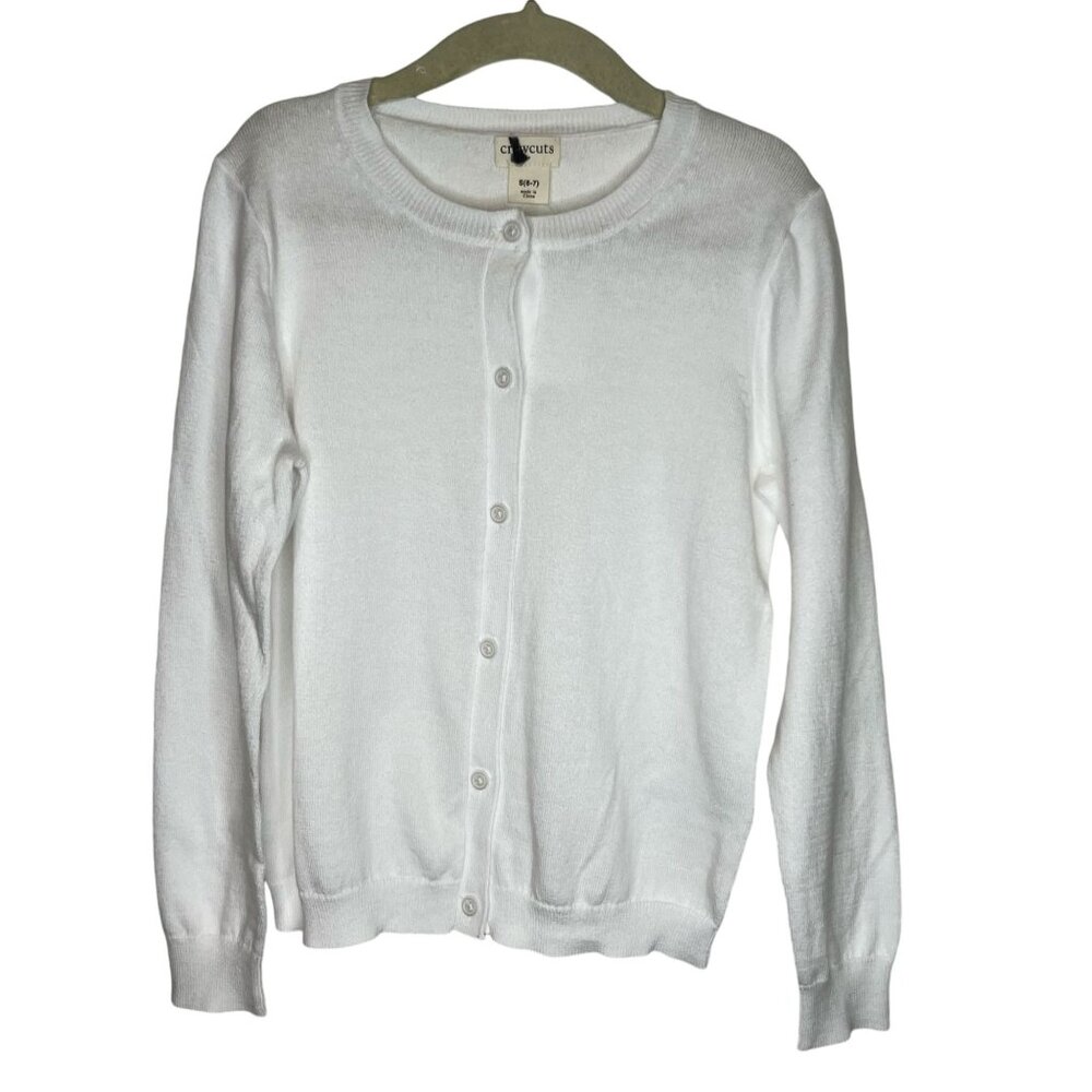 J.Crew Crewcuts White Button-Front Cardigan Sweater Girls S(6-7), NWT